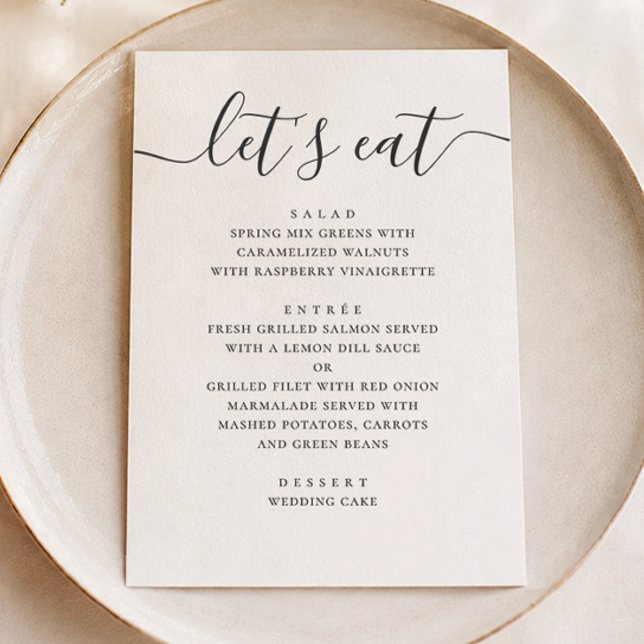 Modern Classic Wedding | Calligraphy Lets Eat Menu (Creator Uploaded)