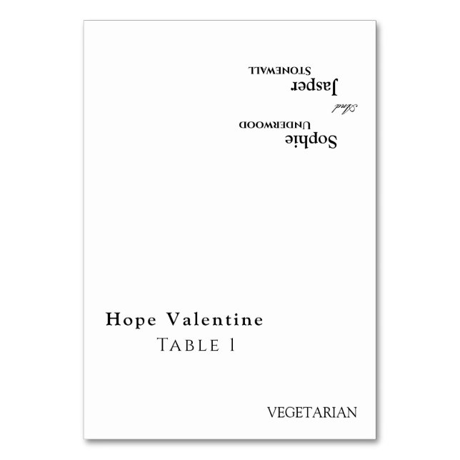 Modern Classic Wedding Foldable Place Card (Front)