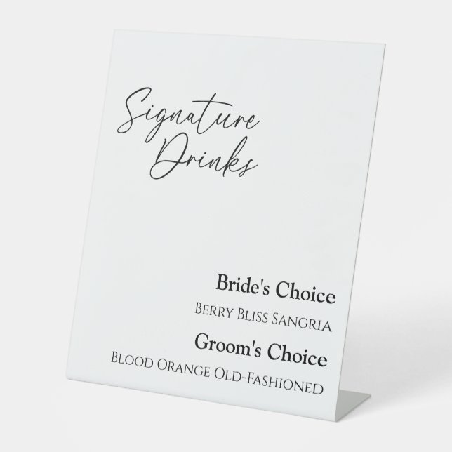 Modern Classic Wedding Signature Drinks Sign  (Front)