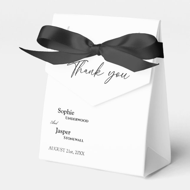 Modern Classic Wedding Thank You Favour Box (Front Side)
