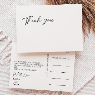 Modern Classic Wedding Thank You Postcard