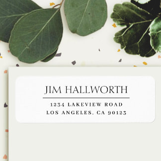 Modern Classic White & Black Return Address Label