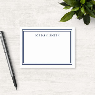 Modern Classic White with Double Navy Blue Borders Post-it Notes