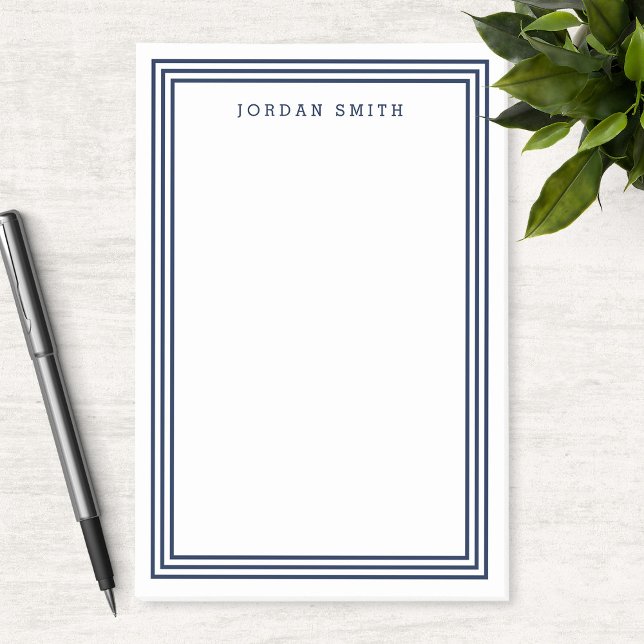 Modern Classic White with Triple Navy Blue Borders Post-it Notes (Creator Uploaded)