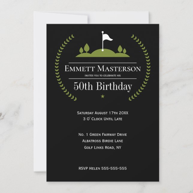 Modern Classy 50th Birthday Golfer Birthday Party Invitation (Front)