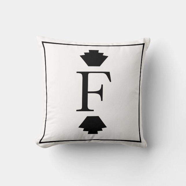 Modern Classy Art Deco Finials | Monogram Cushion (Front)