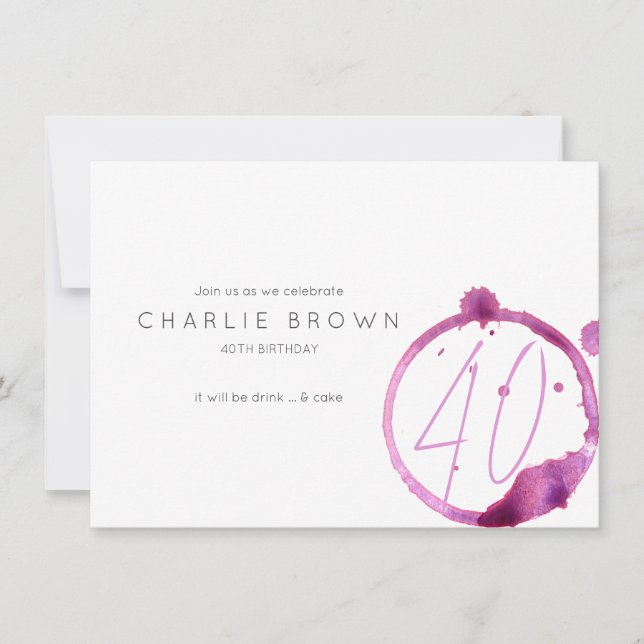 Modern classy Birthday invitation, wine party Invitation (Front)