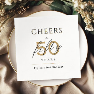Modern classy cheers to 50 years birthday party napkin