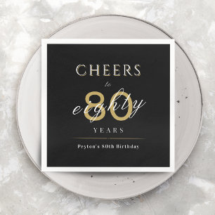 Modern classy cheers to 80 years birthday party napkin
