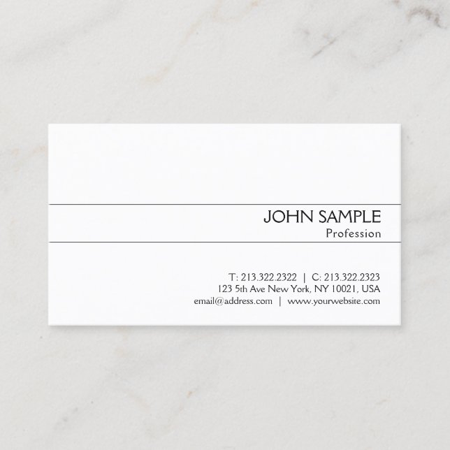 Modern Classy Clean Design White Plain Trending Business Card (Front)