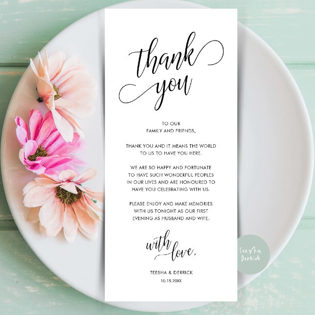 Modern Classy Dinner Place Setting Thank You Card (Modern Classy Wedding Dinner Place Setting Thank You Card in Black and White)