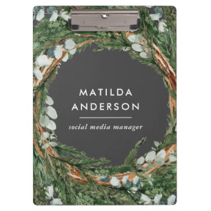 Modern classy elegant eucalyptus botanical wreath clipboard