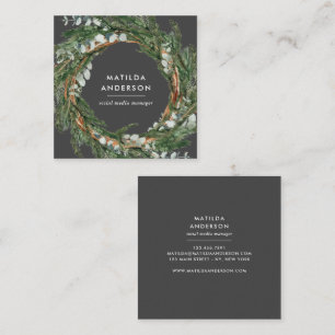 Modern classy elegant eucalyptus botanical wreath square business card