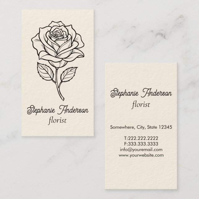 Modern Classy Floral Pattern Florist Business Card (Front/Back)