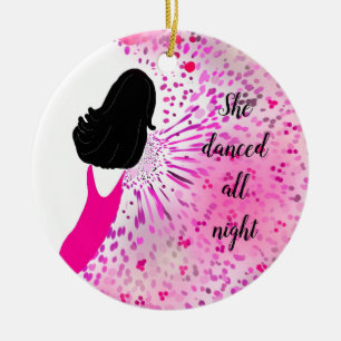 Modern Classy Lady in Pink Ceramic Ornament