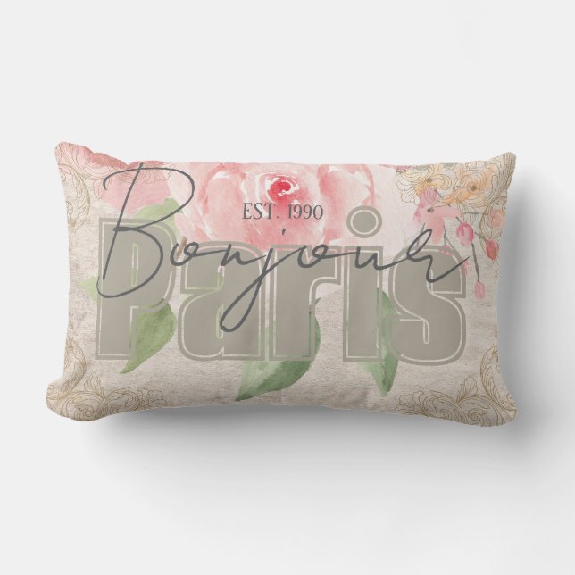 Modern Classy lettering Grunge Botanical Shabby Lumbar Cushion (Front)