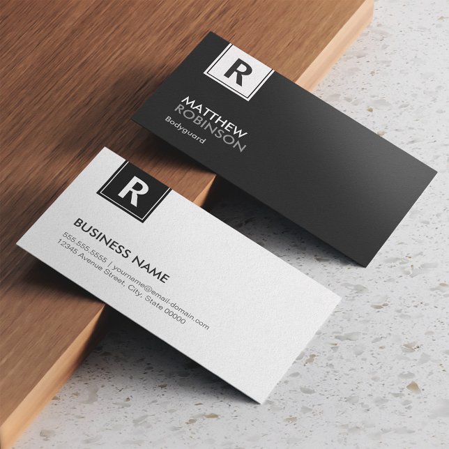 Modern Classy Monogram Black and White  Business Card (Creator Uploaded)