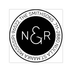 Modern Classy Monogram Family Name Return Address Self-inking Stamp
