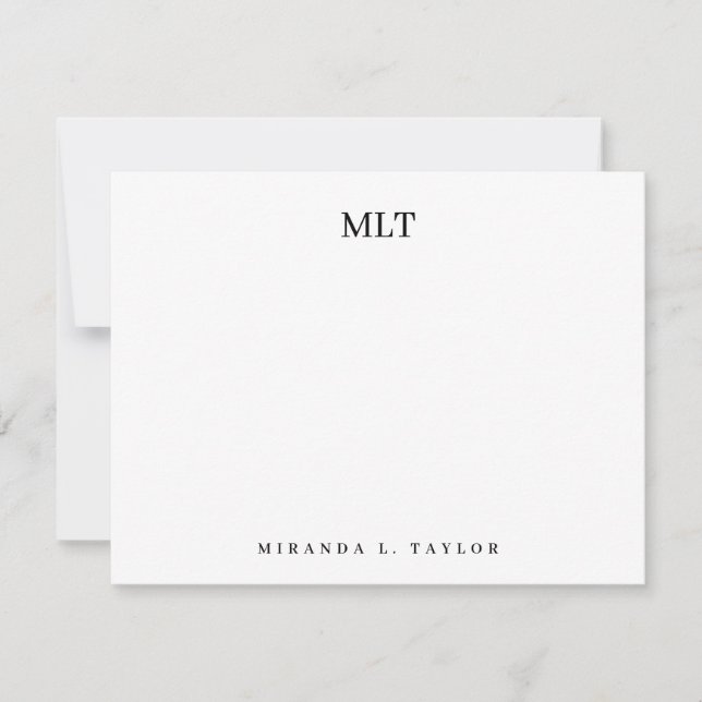 Modern Classy Monogram Initals Personalised Name  Card (Front)