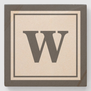 Modern Classy Monogram Stone Coaster