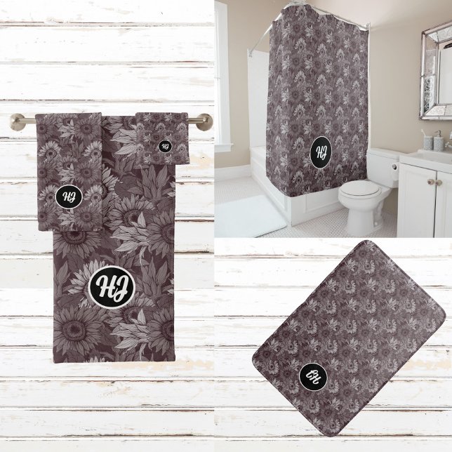 MODERN CLASSY MONOGRAMMED BLACK AND WHITE  BATH MAT (Creator Uploaded)