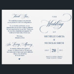Modern Classy Navy Blue, Foldable Wedding Program<br><div class="desc">This is the foldable wedding ceremony program card, in classic Elegant Classy Navy Blue themed. It is designed with scroll accent that can be personalised with custom/ personalised text for your bridal party, ceremony details, memorial notes and thank you message. ** Note: these text weight paper programs arrive flat and...</div>