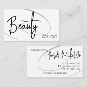 Modern Classy Professional Hair Studio Black White Business Card