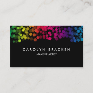 Modern Classy Rainbow Pentagon Black Business Card