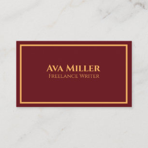 Modern Classy Red Golden Minimalist QR Code  Business Card