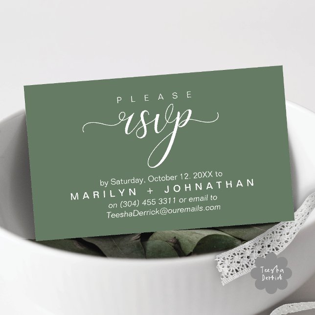 Modern Classy RSVP Wedding Website Reminder Enclosure Card (Modern Classy RSVP Wedding Website Reminder Enclosure Card Greenery Sage Green)