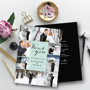 Modern Classy Script 8 Multi Photo Stylish Wedding Thank You Card