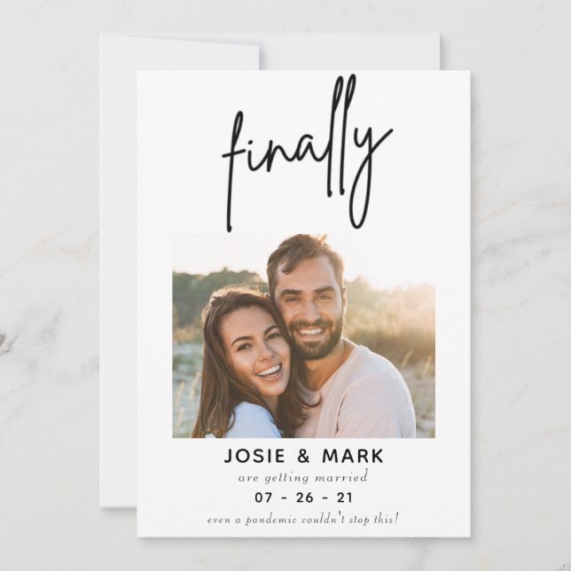 modern classy script finally photo save the date (Front)