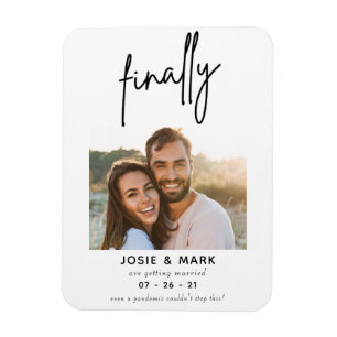 modern classy script finally photo save the date magnet