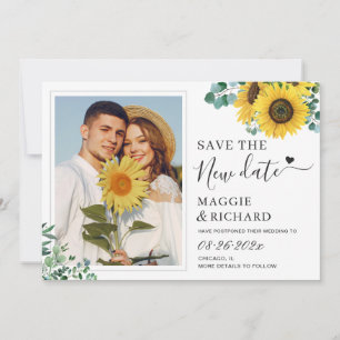 Modern Classy Sunflowers Photo Save the New Date