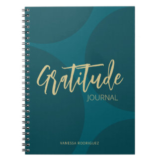 Modern Classy Turquoise Green Gold Script Notebook