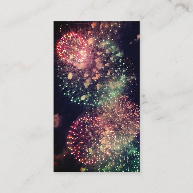 Modern Classy Typography Custom QR Code Fireworks  Business Card (Front)