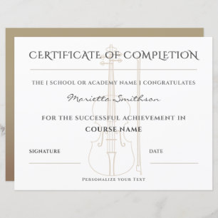 Modern Classy Violin Course Completion Certificate