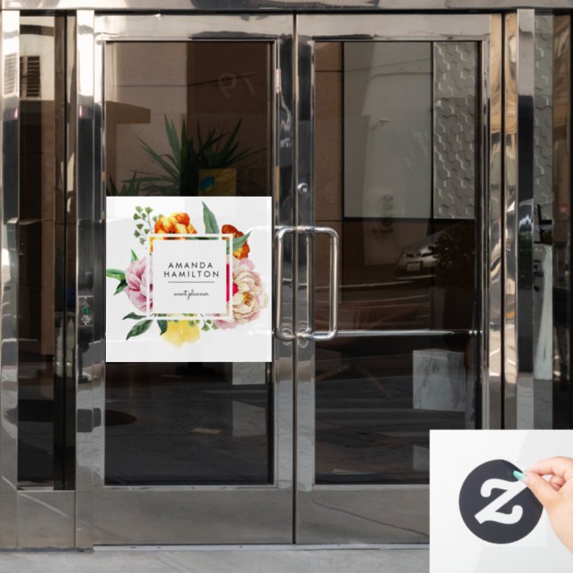 Modern Classy Watercolor Peony Floral CUSTOM (Office Door)