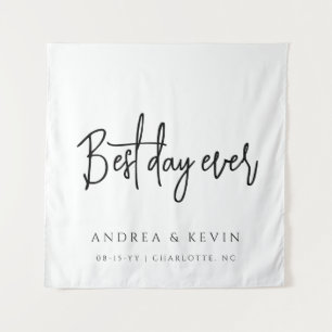 Modern Classy Wedding Best Day Ever Welcome Sign Tapestry