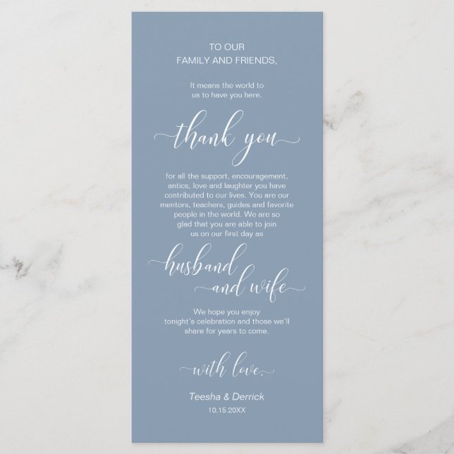 Modern Classy Wedding Place Setting Thank You Card (Front)