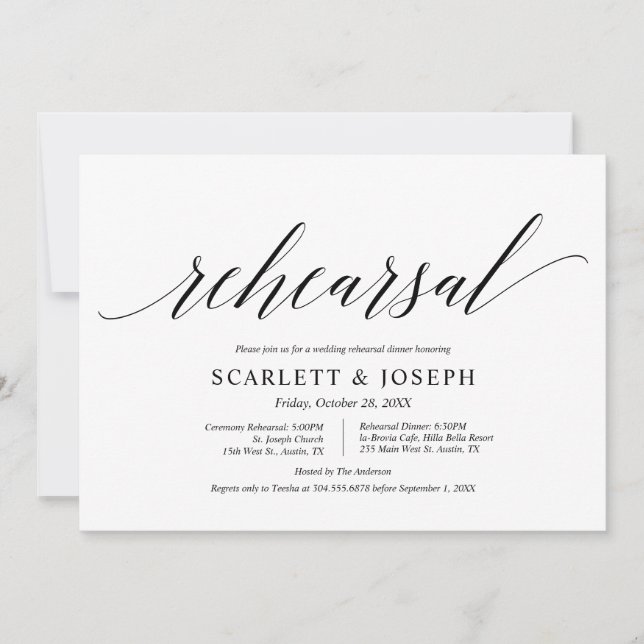 Modern Classy, Wedding Rehearsal and Dinner Invitation (Front)