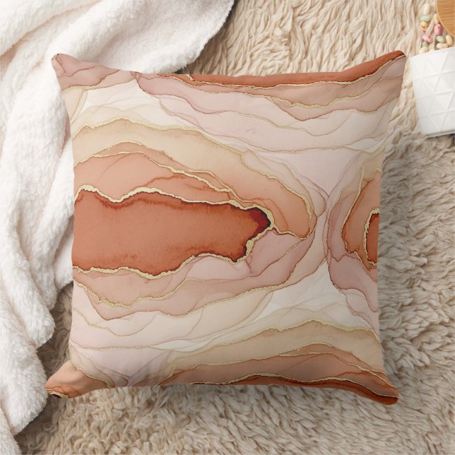Modern Clay Marble Gold Abstract Flow Cushion (Blanket)
