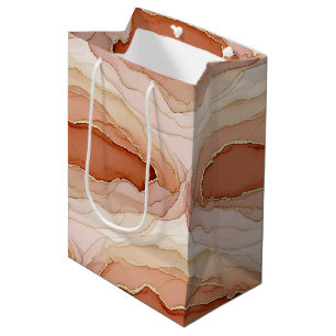 Modern Clay Marble Gold Abstract Flow Medium Gift Bag