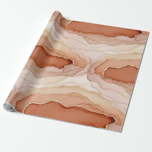 Modern Clay Marble Gold Abstract Flow Wrapping Paper