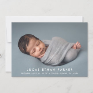 Modern Clean Big Photo Birth Announcement