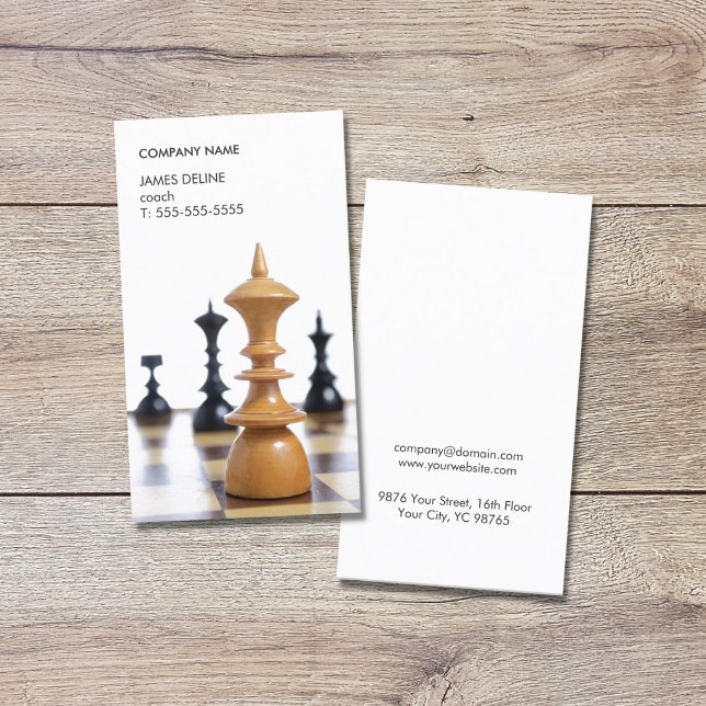 Modern Clean Chess Pieces Coach Business Card (Creator Uploaded)