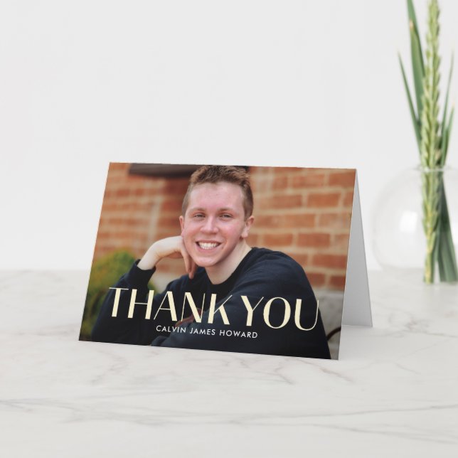 Modern Clean Editable Colour Graduation Thank You Card (Front)