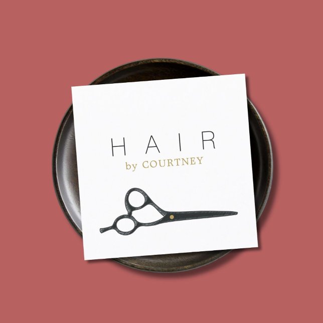 Modern Clean Elegant White Grey Hair Stylist Square Business Card (Creator Uploaded)