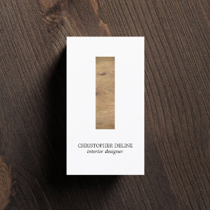 Modern Clean Elegant Wood Stripe Interior Designer Business Card