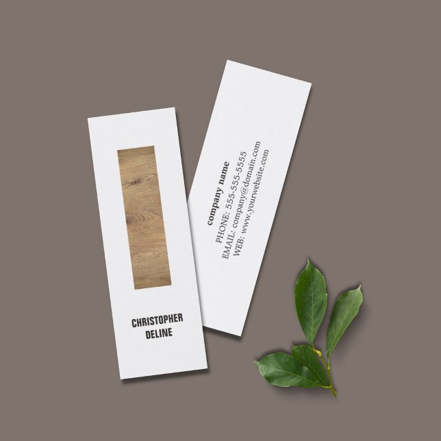 Modern Clean Elegant Wood Stripe Interior Designer Mini Business Card (Creator Uploaded)